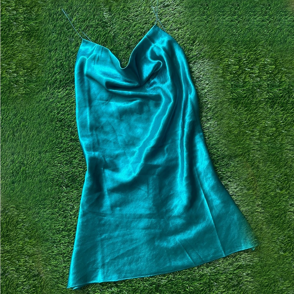 Satin cowl neck mini dress